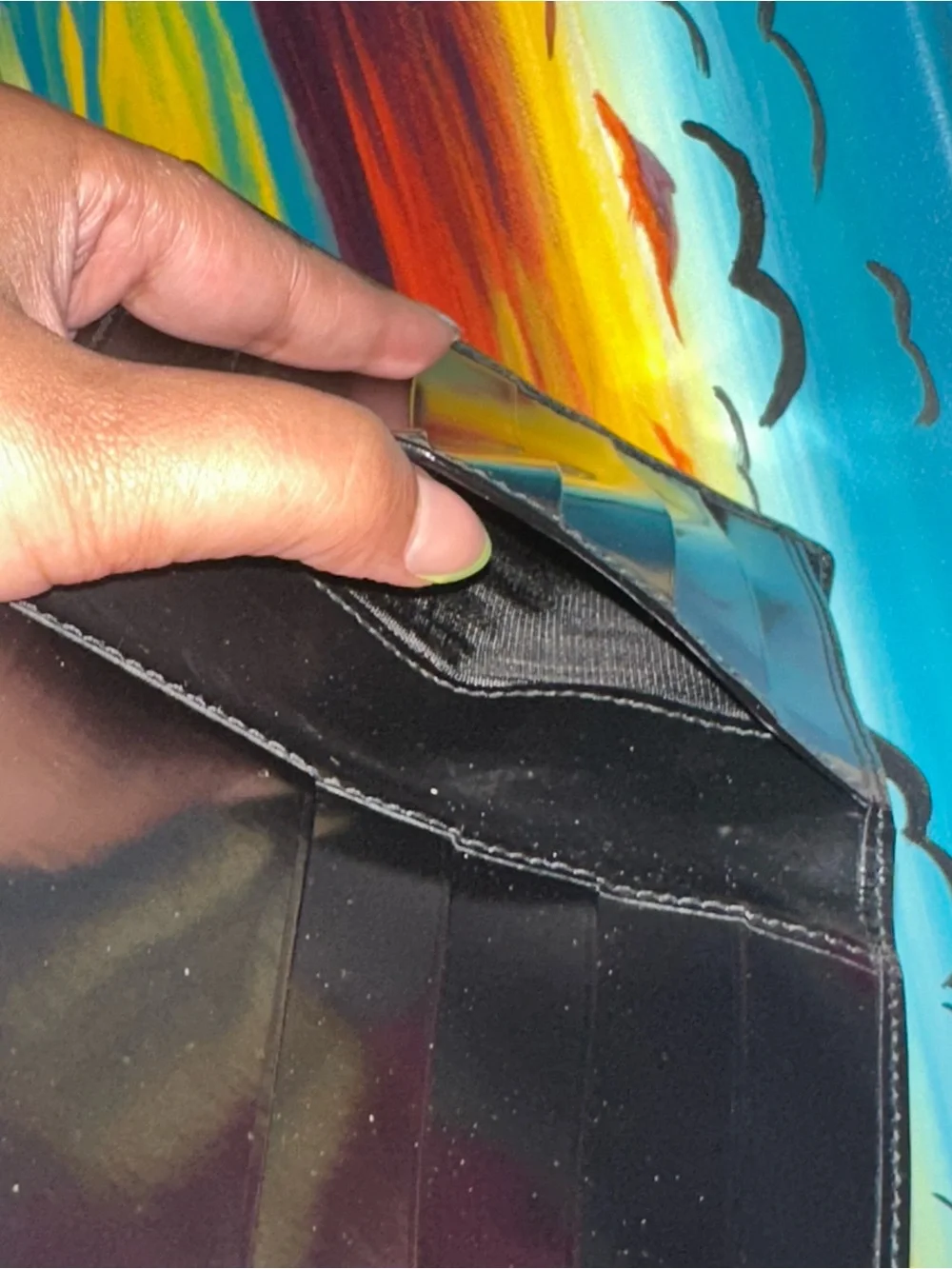 GUC Salvatore Ferragamo Black Patent Leather Bifold Wallet